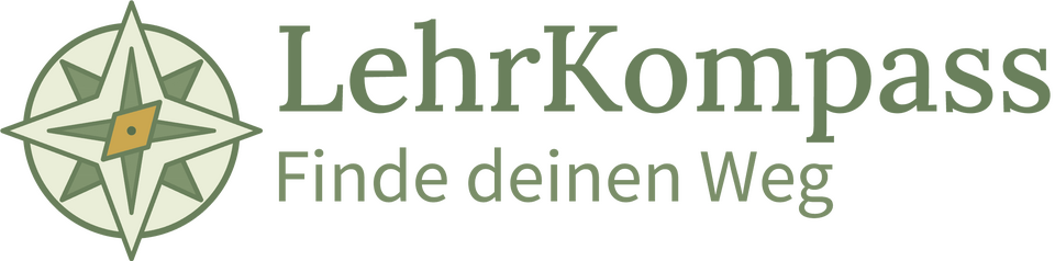 LehrKompass Logo - Kompass mit Name LehrKompass und Leitspruch Finde deine Richtung