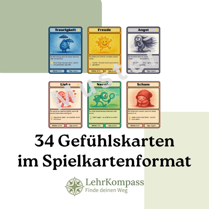 Etsy-Shop Angebot Gefühlskarten im Spielkartenformat