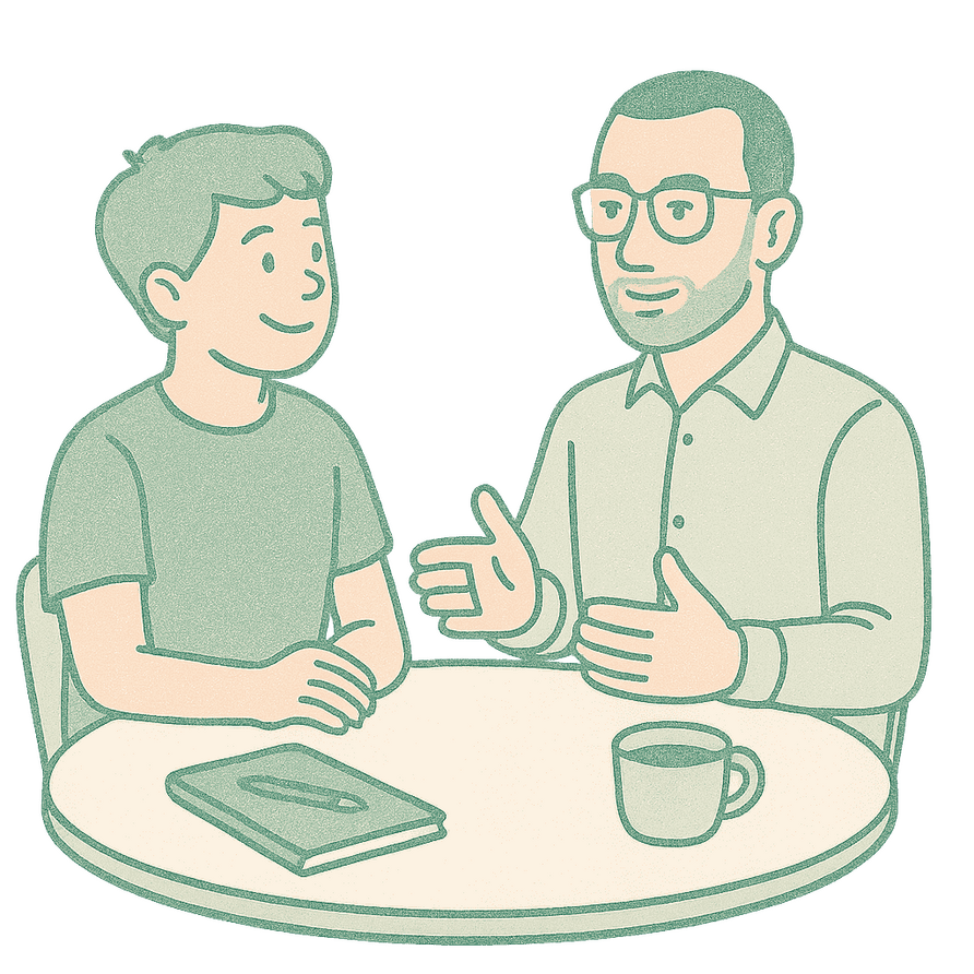 Doodle - Gespräch zwischen Teenager & Coach - Kennenlerngespräch Doodle - Gespräch zwischen Teenager & Coach - Kennenlerngespräch